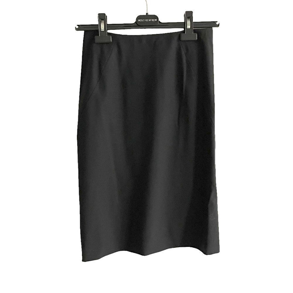 THEORY Black Stretch Wool Midi Pencil Skirt Size 00